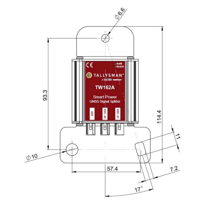 Tallysman TW162A mechanical drawing